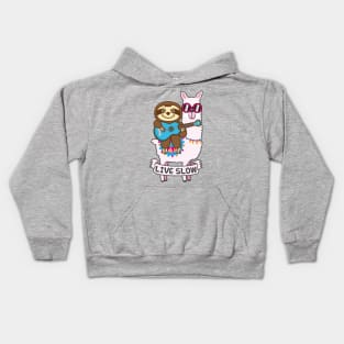 Sloth Llama Ukulele Kids Hoodie